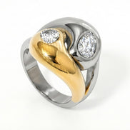 Modern Wave Ring with Two Tone Finish