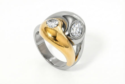 Modern Wave Ring with Two Tone Finish