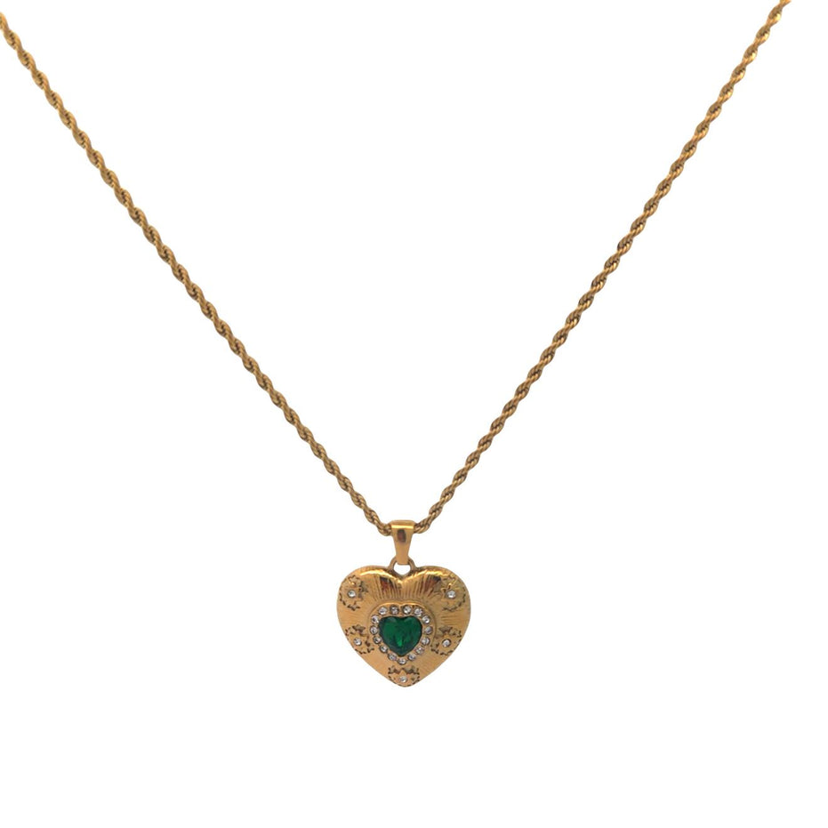 Rope Chain Necklace with Heart Pendant