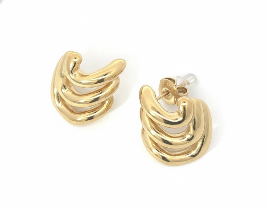 Triple Curve Stud Earrings