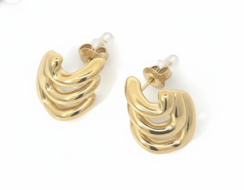 Triple Curve Stud Earrings