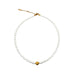 Faux Pearl Beaded Necklace with Gold Accent