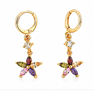 Multicolor Zircon Floral Pendant Necklace and Earring Set