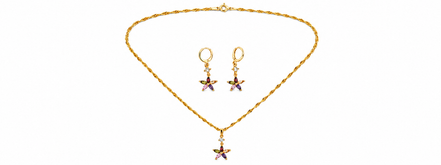 Multicolor Zircon Floral Pendant Necklace and Earring Set