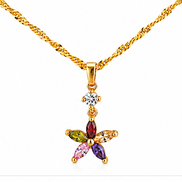 Multicolor Zircon Floral Pendant Necklace and Earring Set